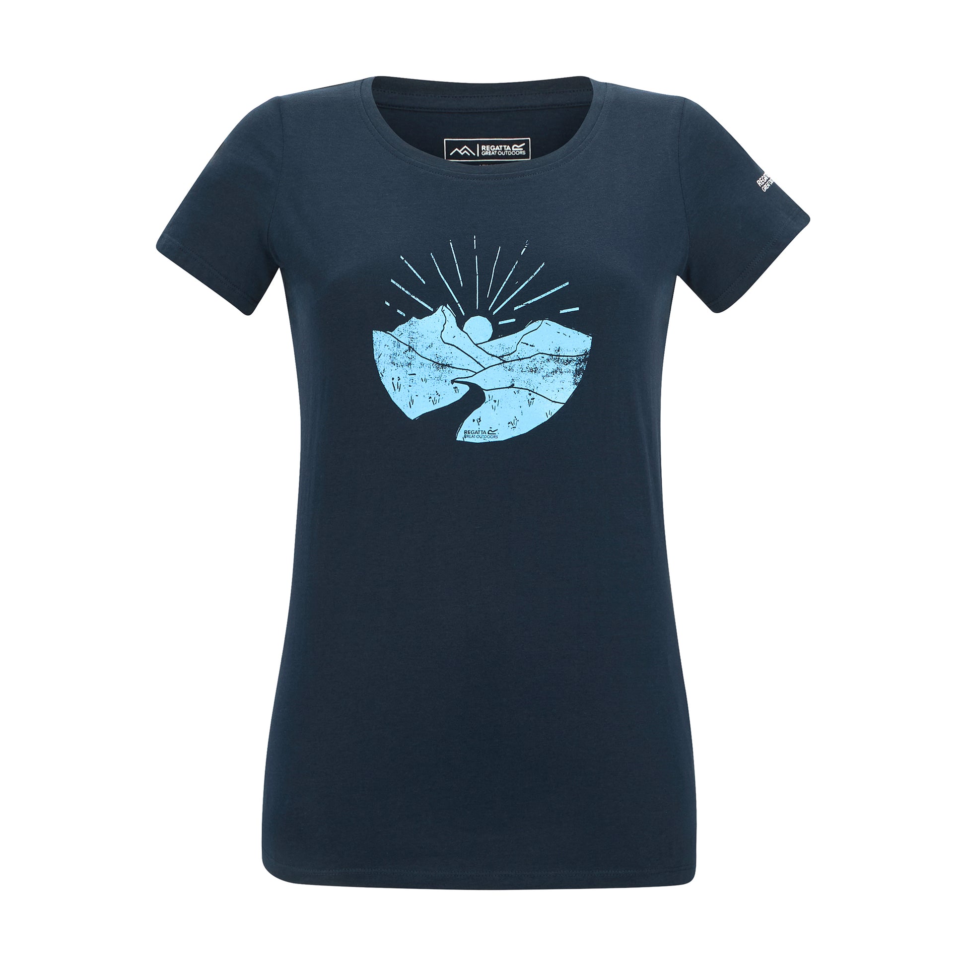 Navy - Front - Regatta Womens-Ladies Breezed Mountain Scene T-Shirt