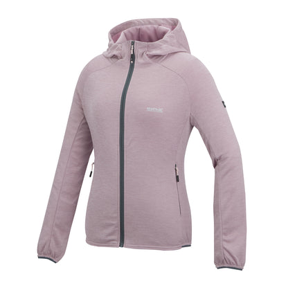 Powder Lilac - Side - Regatta Womens-Ladies Ferna Stretch Hooded Fleece Jacket