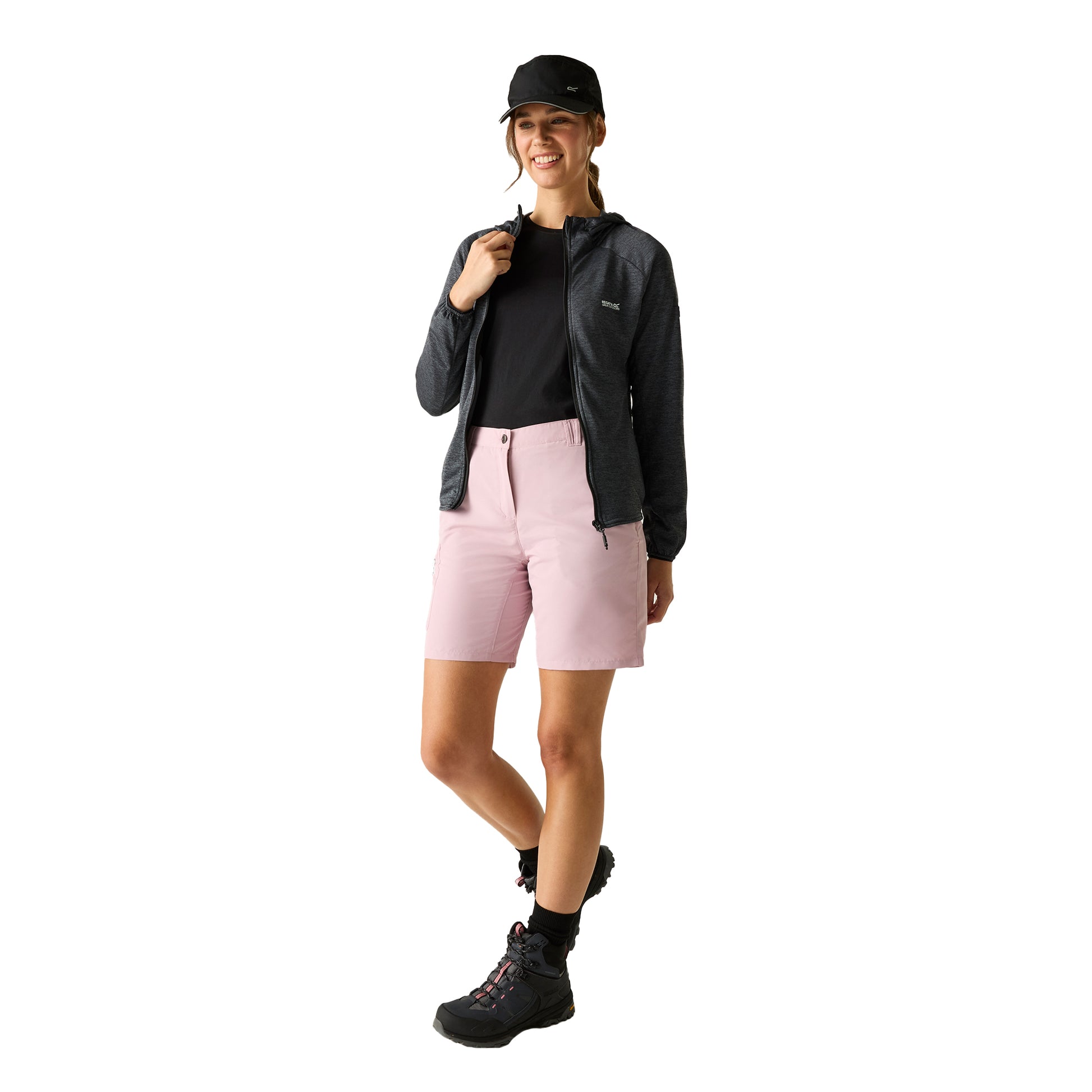 Storm Grey - Pack Shot - Regatta Womens-Ladies Ferna Stretch Hooded Fleece Jacket