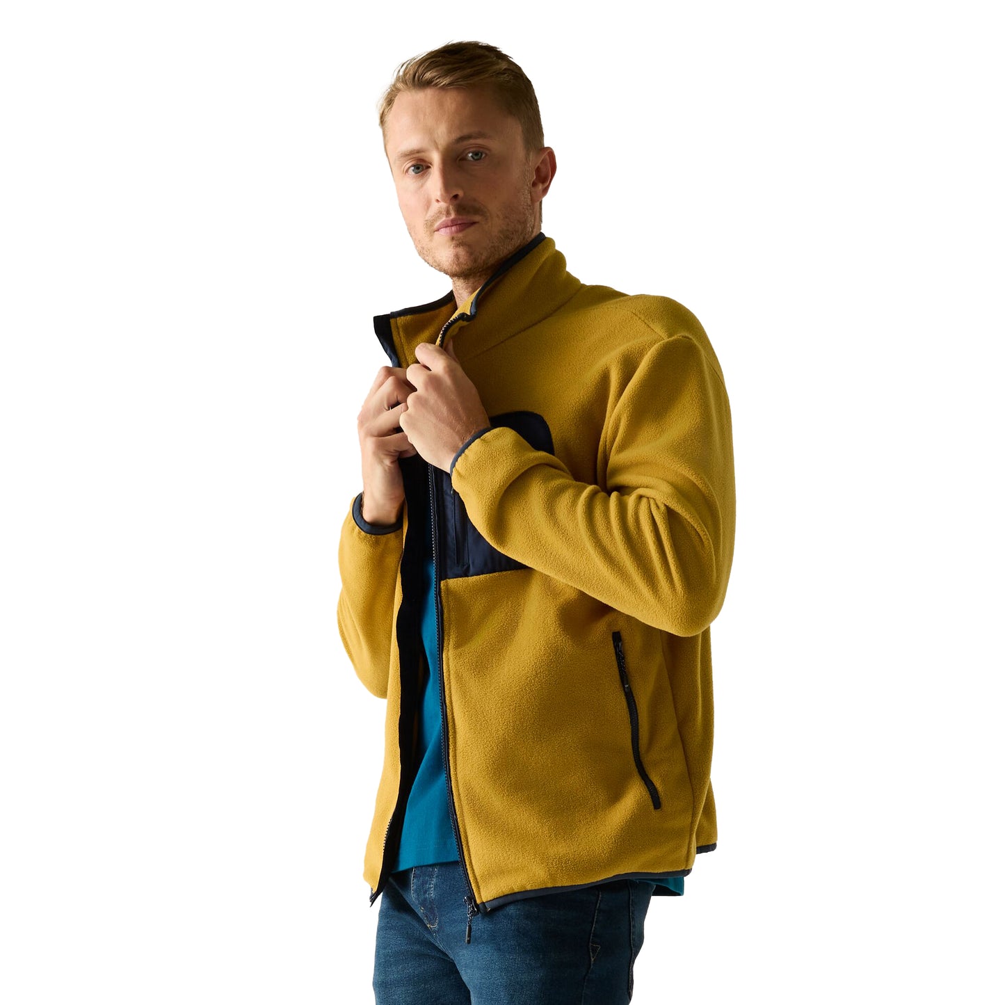 Wood Brown-Navy - Lifestyle - Regatta Mens Frankie Full Zip Fleece Jacket