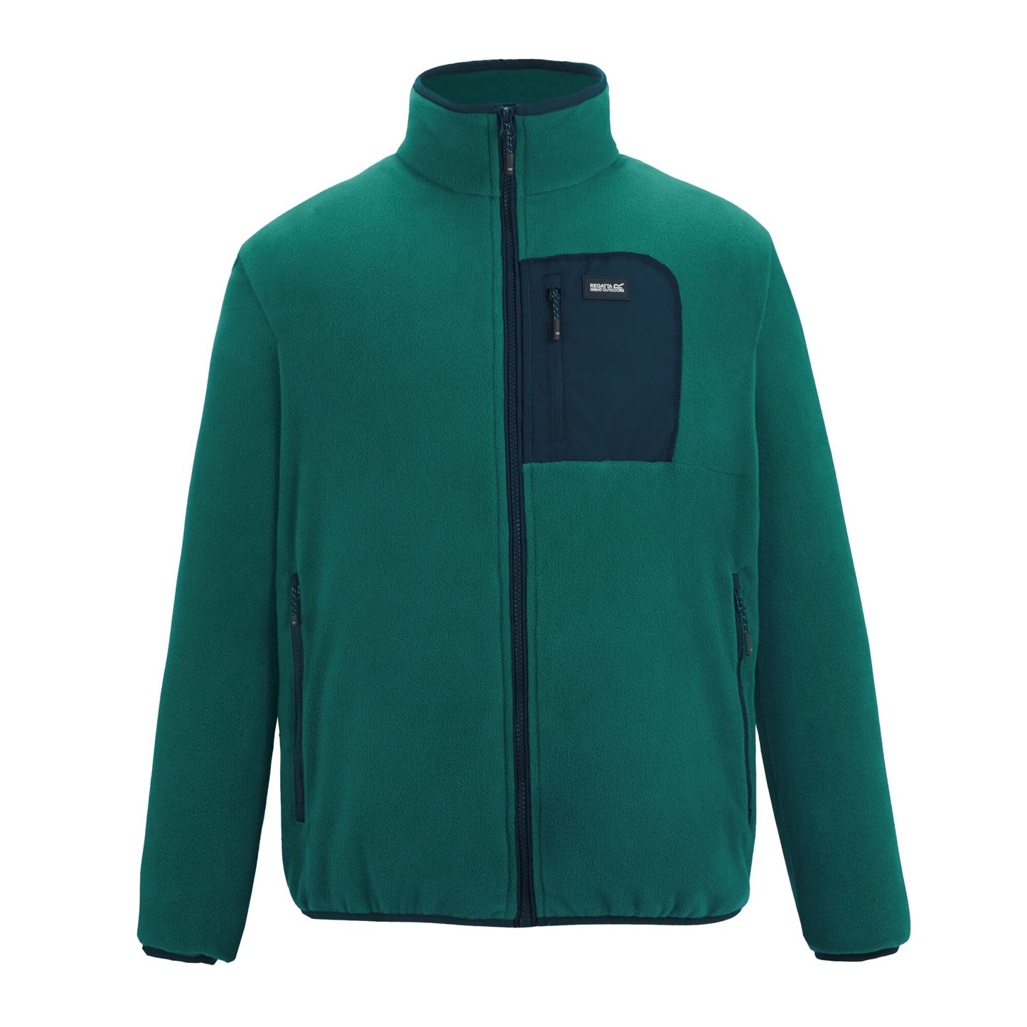 Mediterranean Green-Navy - Front - Regatta Mens Frankie Full Zip Fleece Jacket