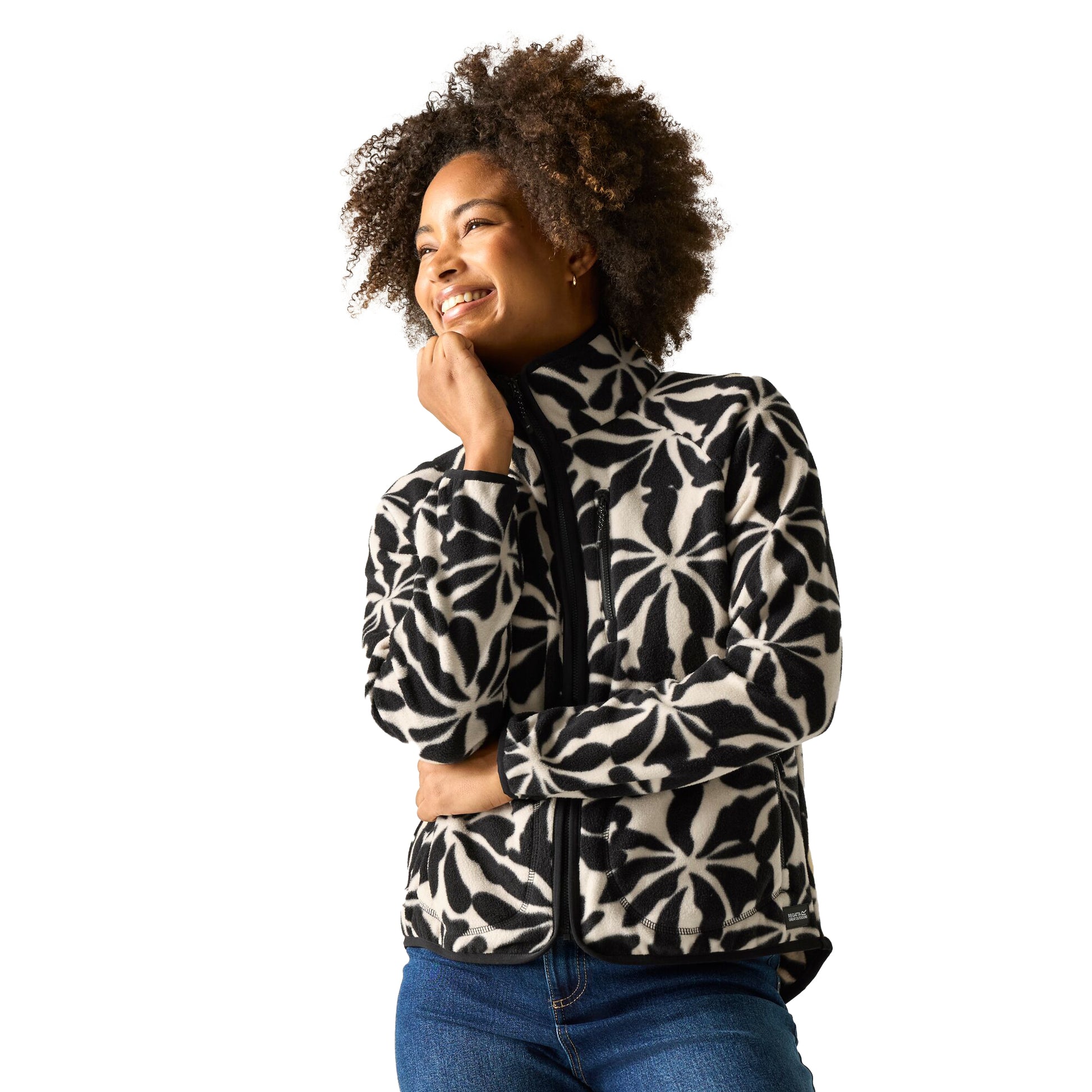 Beige - Lifestyle - Regatta Womens-Ladies Frankie Abstract Floral Full Zip Fleece Jacket