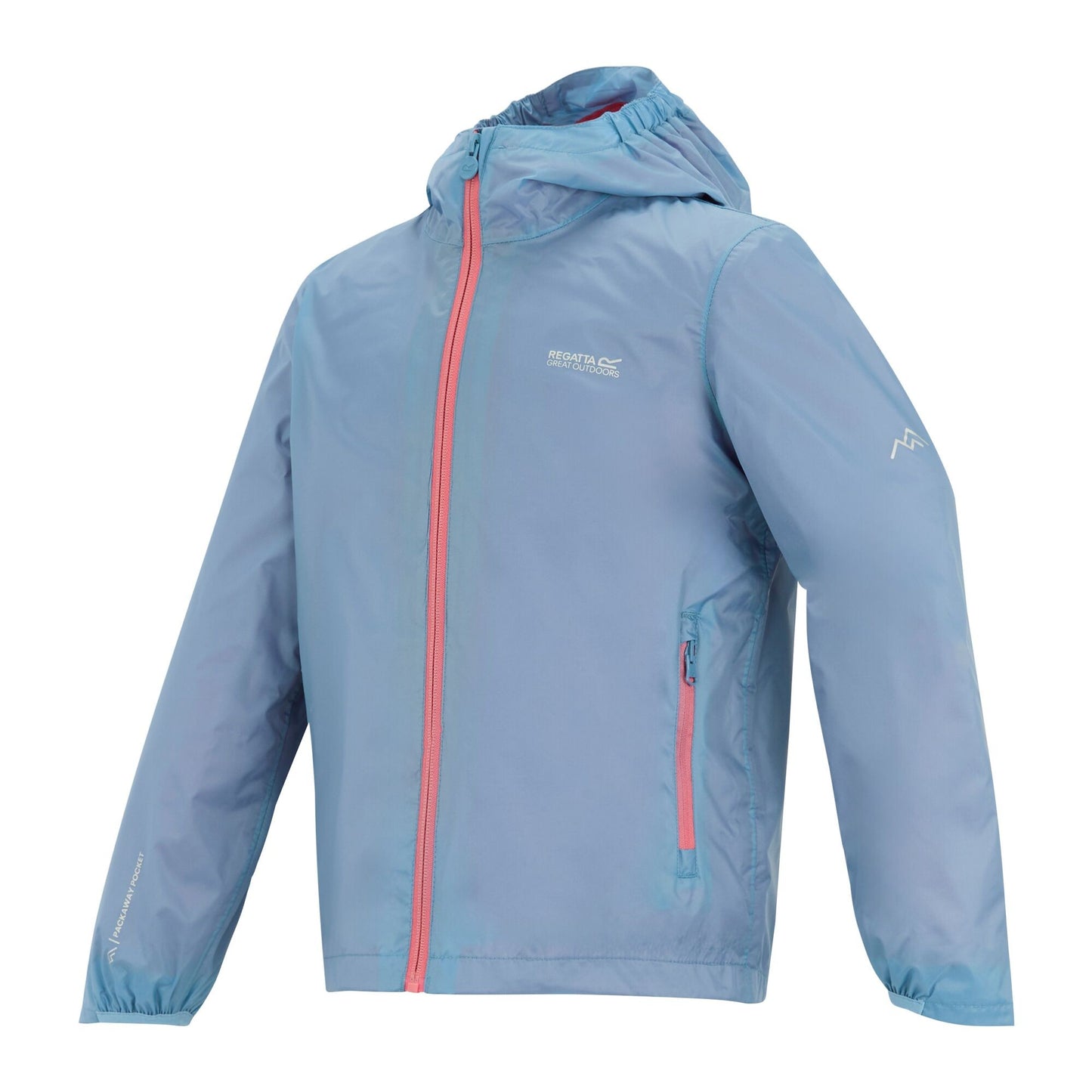 Washed Denim-Peach Pink - Side - Regatta Childrens-Kids Lever Waterproof Shell Jacket