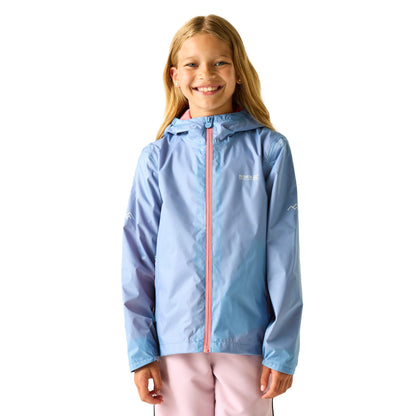 Washed Denim-Peach Pink - Lifestyle - Regatta Childrens-Kids Lever Waterproof Shell Jacket