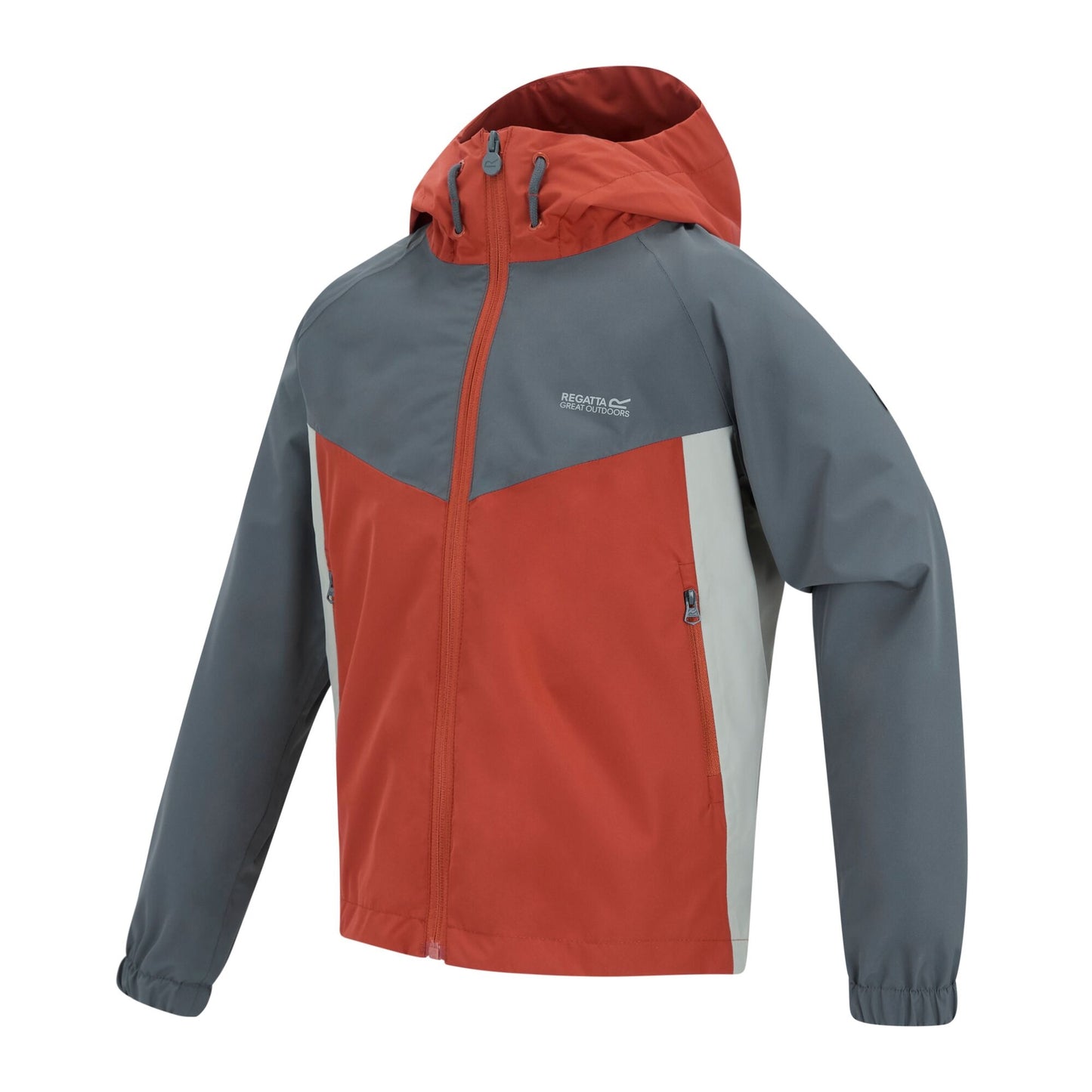 Brick-Abbeystone-Dark Storm - Side - Regatta Childrens-Kids Hanleigh Waterproof Jacket