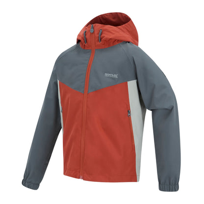 Brick-Abbeystone-Dark Storm - Side - Regatta Childrens-Kids Hanleigh Waterproof Jacket