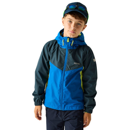 Olympian Blue-Sharp Green - Lifestyle - Regatta Childrens-Kids Hanleigh Waterproof Jacket