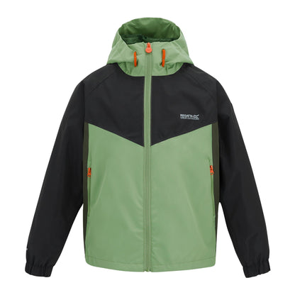 Sage-Black-Dark Khaki - Front - Regatta Childrens-Kids Hanleigh Waterproof Jacket