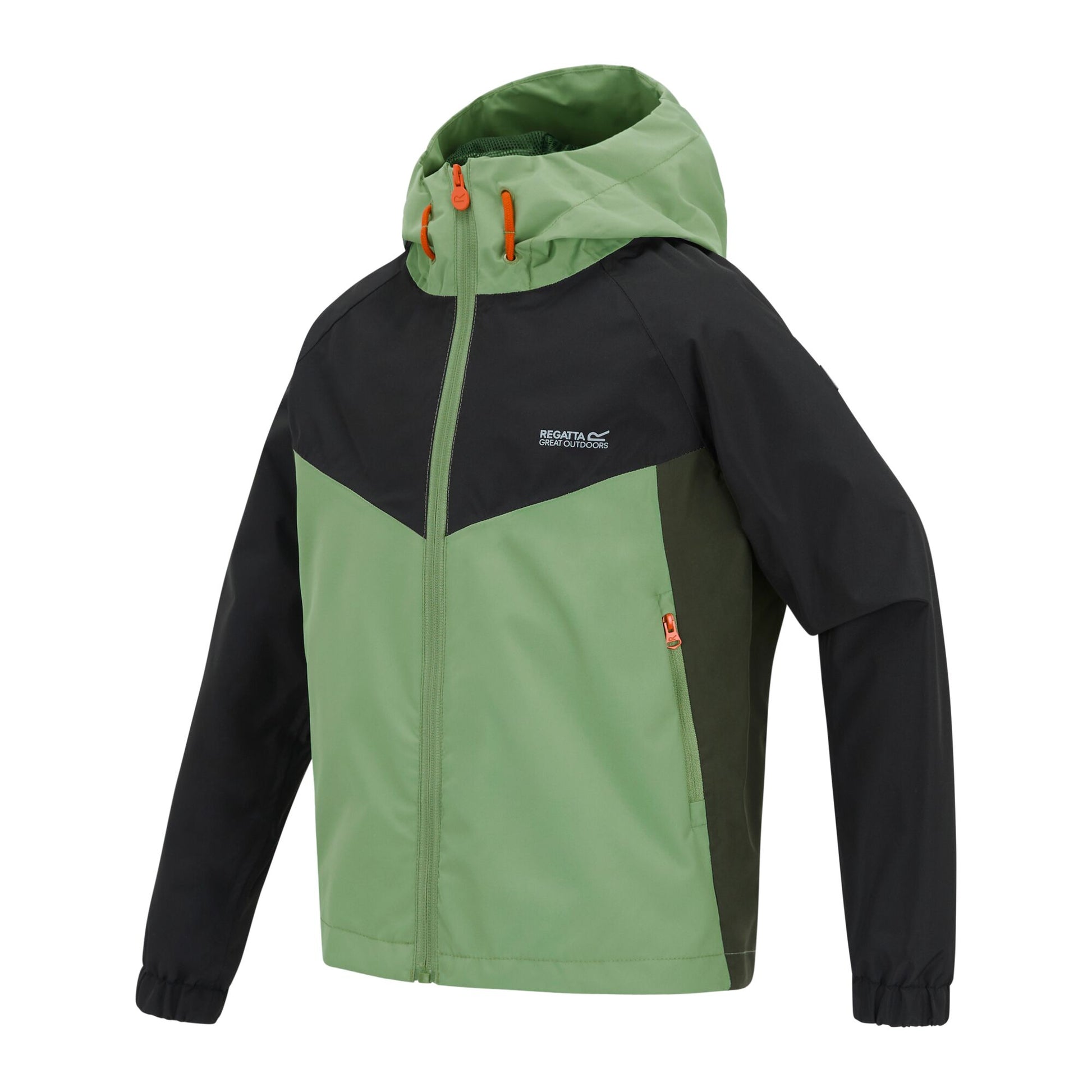 Sage-Black-Dark Khaki - Side - Regatta Childrens-Kids Hanleigh Waterproof Jacket