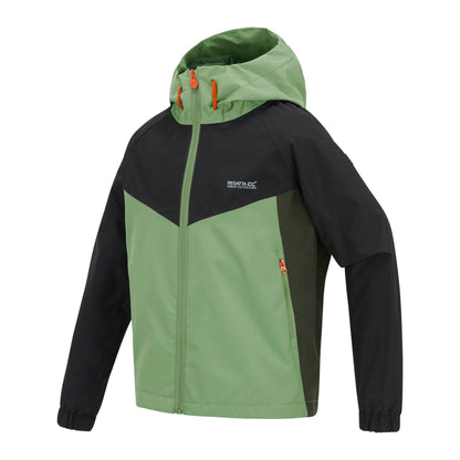 Sage-Black-Dark Khaki - Side - Regatta Childrens-Kids Hanleigh Waterproof Jacket