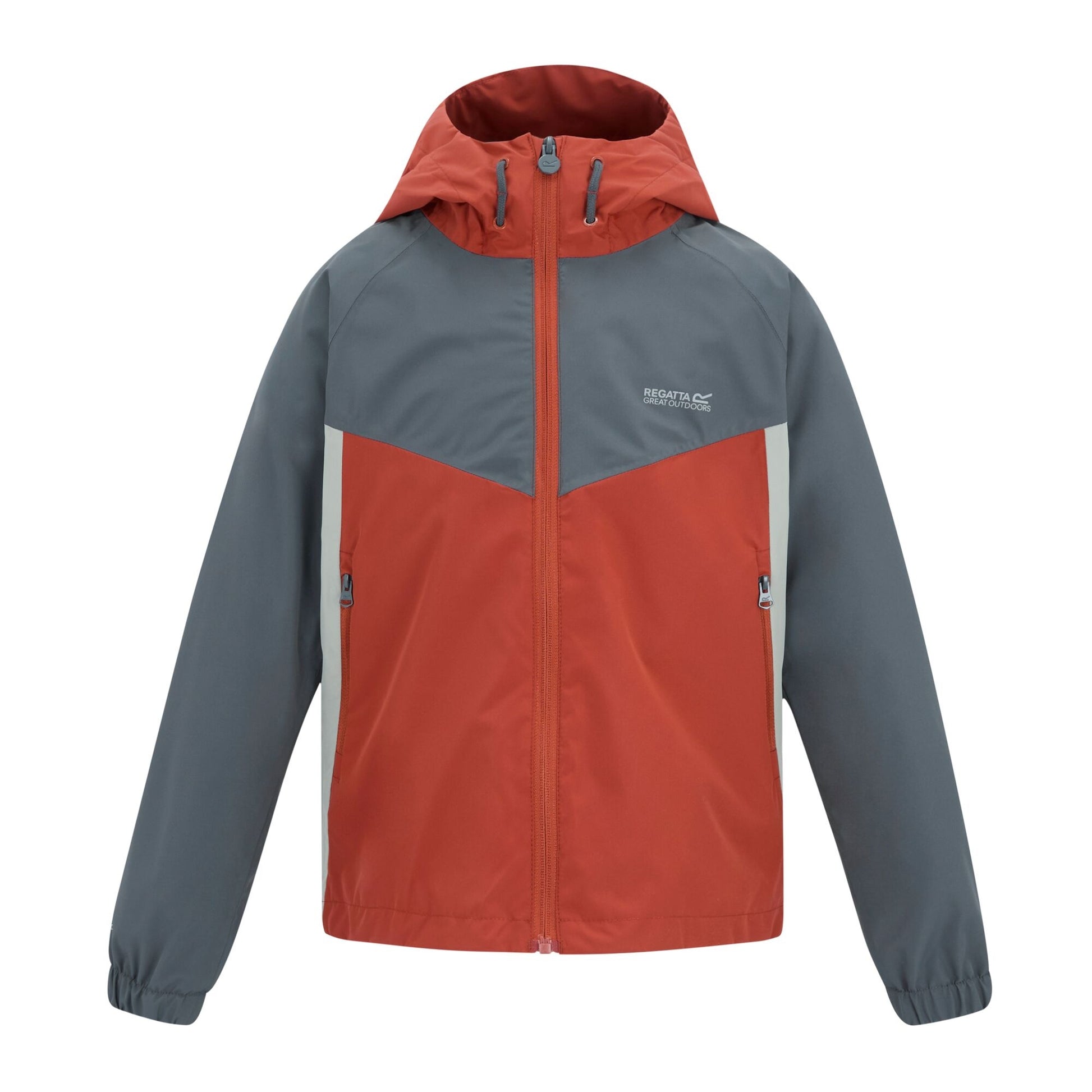 Brick-Abbeystone-Dark Storm - Front - Regatta Childrens-Kids Hanleigh Waterproof Jacket