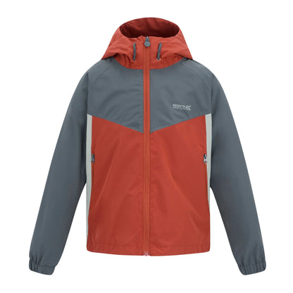 Brick-Abbeystone-Dark Storm - Front - Regatta Childrens-Kids Hanleigh Waterproof Jacket