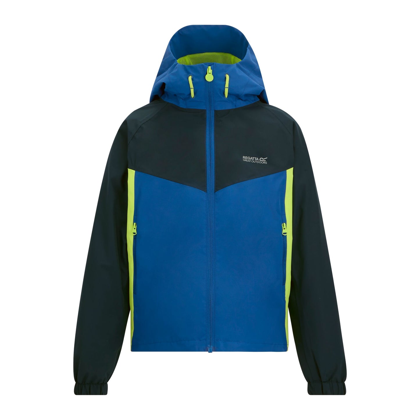 Olympian Blue-Sharp Green - Front - Regatta Childrens-Kids Hanleigh Waterproof Jacket