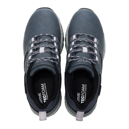 Storm Grey-Powder Lilac - Pack Shot - Regatta Womens-Ladies Amble Synthetic Leather Waterproof Walking Shoes