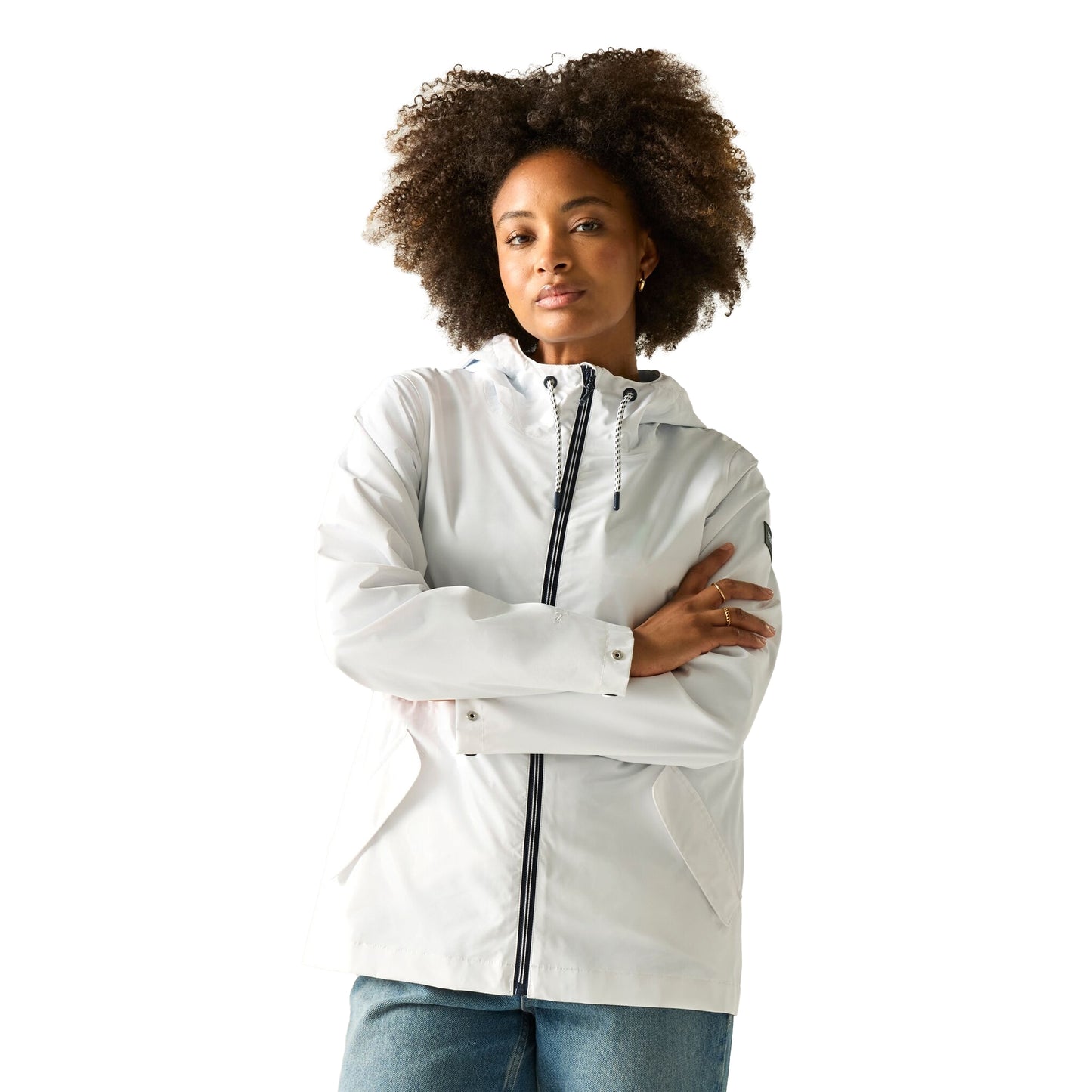 White - Lifestyle - Regatta Womens-Ladies Bayletta Grid Distress Waterproof Jacket