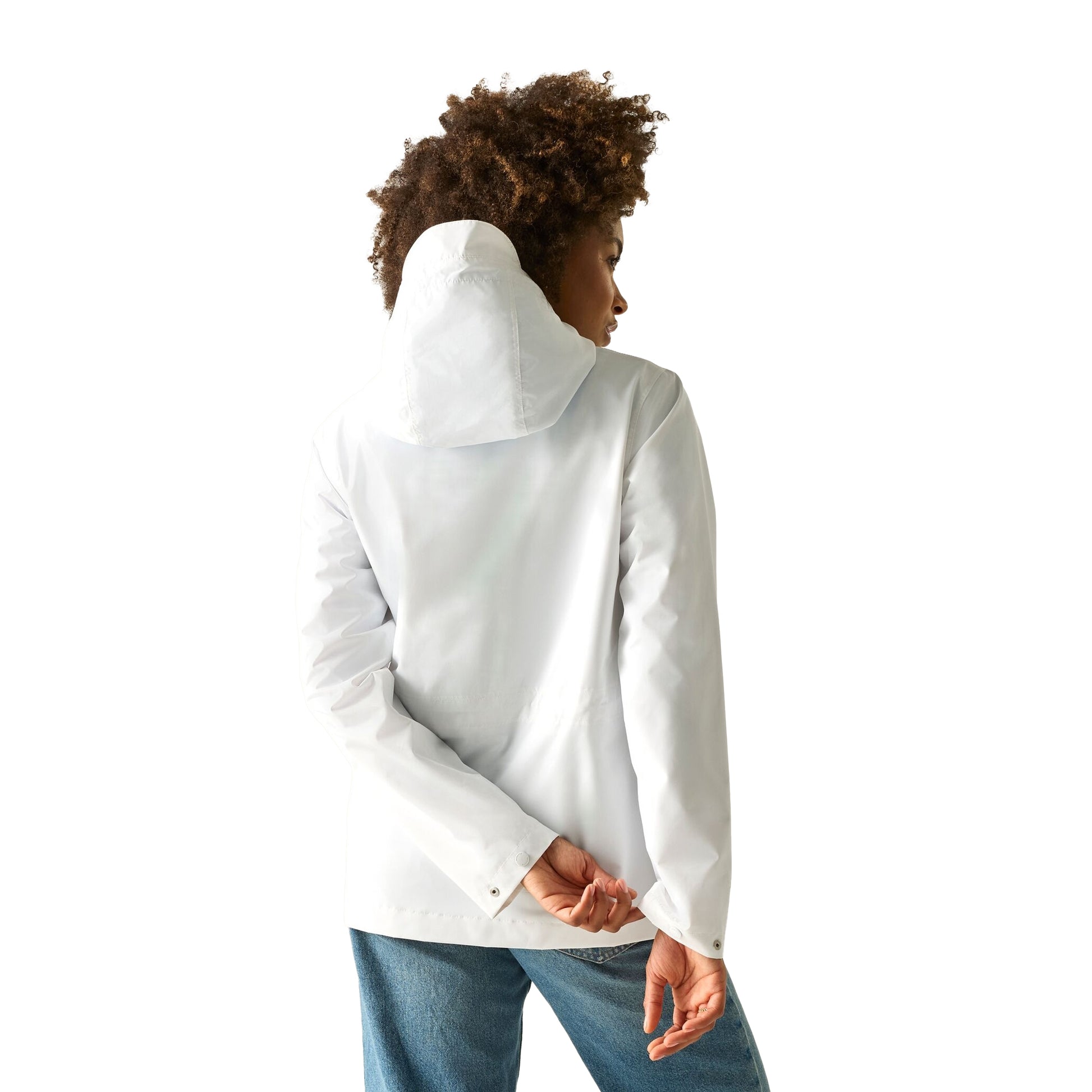 White - Pack Shot - Regatta Womens-Ladies Bayletta Grid Distress Waterproof Jacket