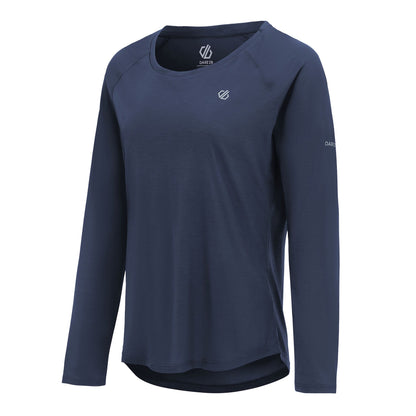 Navy - Side - Dare 2B Womens-Ladies Serenity Long-Sleeved T-Shirt