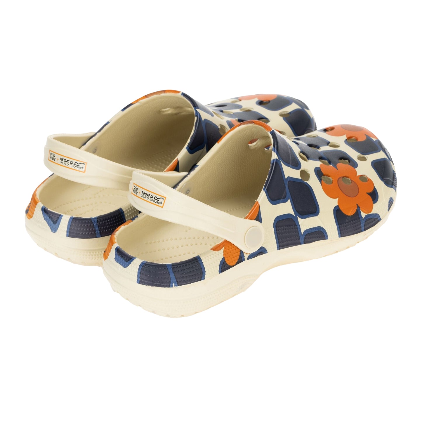 Orange - Back - Regatta Womens-Ladies Orla Kiely Giant Flower Clogs