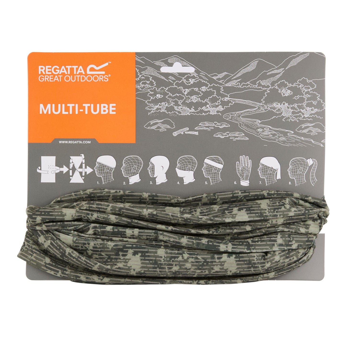 Dark Khaki-Light Sage - Side - Regatta Unisex Adult Multitube II Camo Scarf