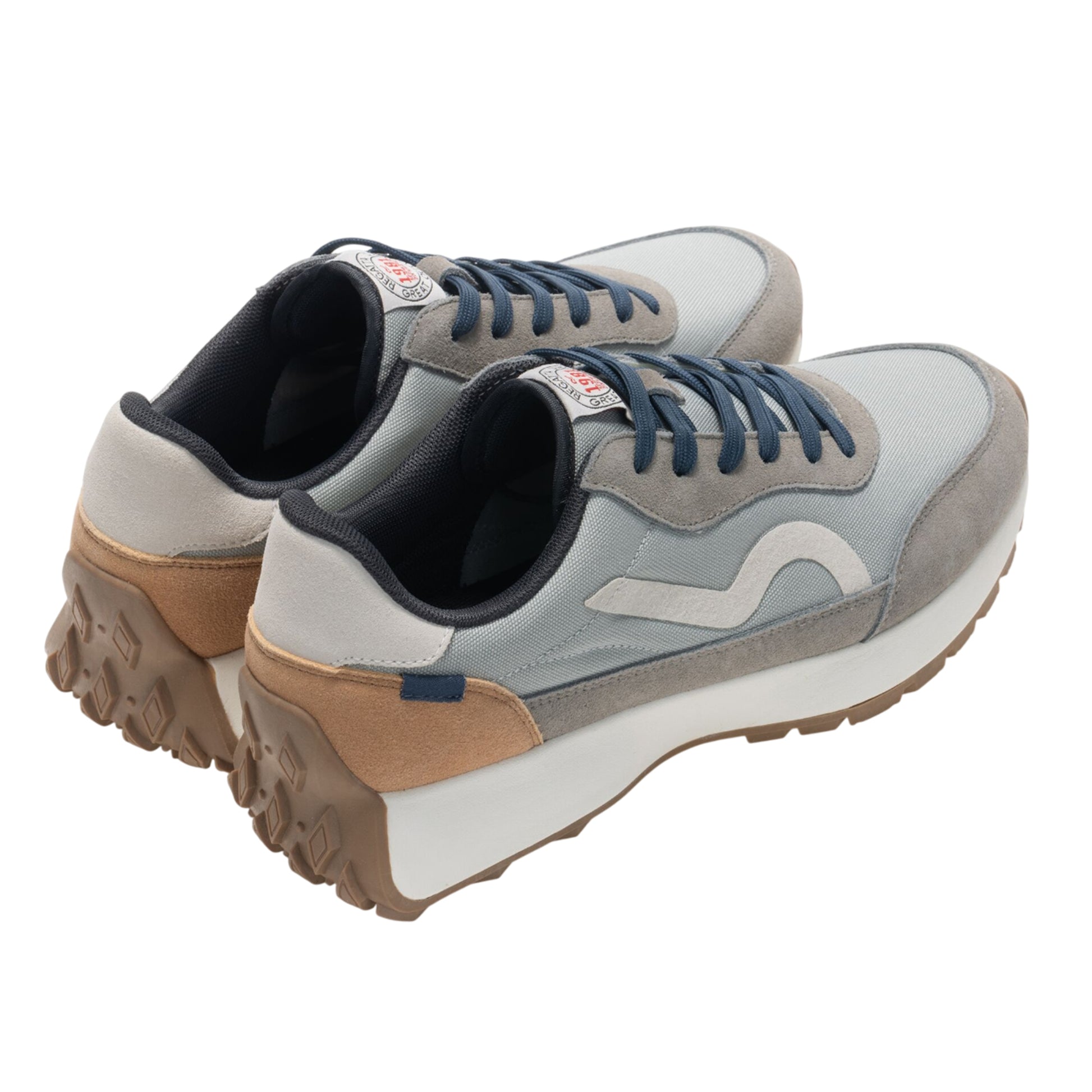 Grey-Tan-Denim - Back - Regatta Mens Marine Heritage II Suede Trainers