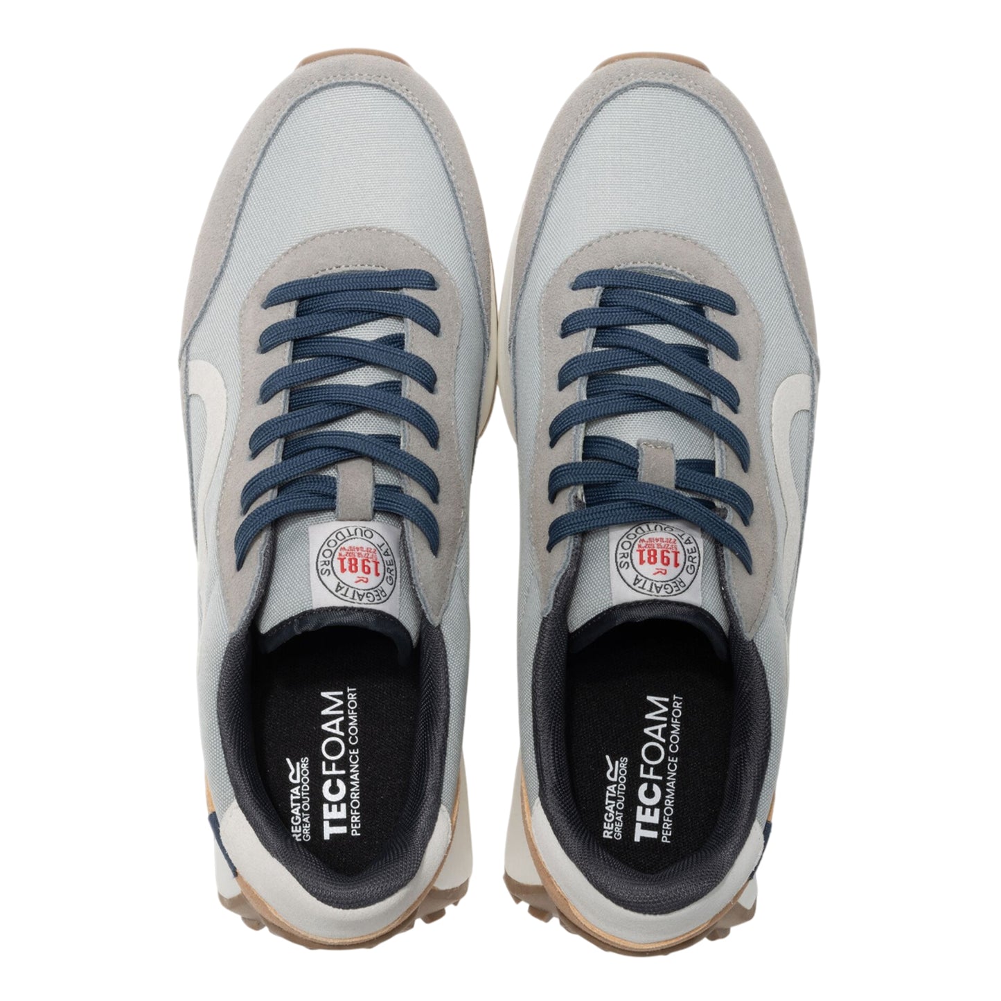 Grey-Tan-Denim - Pack Shot - Regatta Mens Marine Heritage II Suede Trainers
