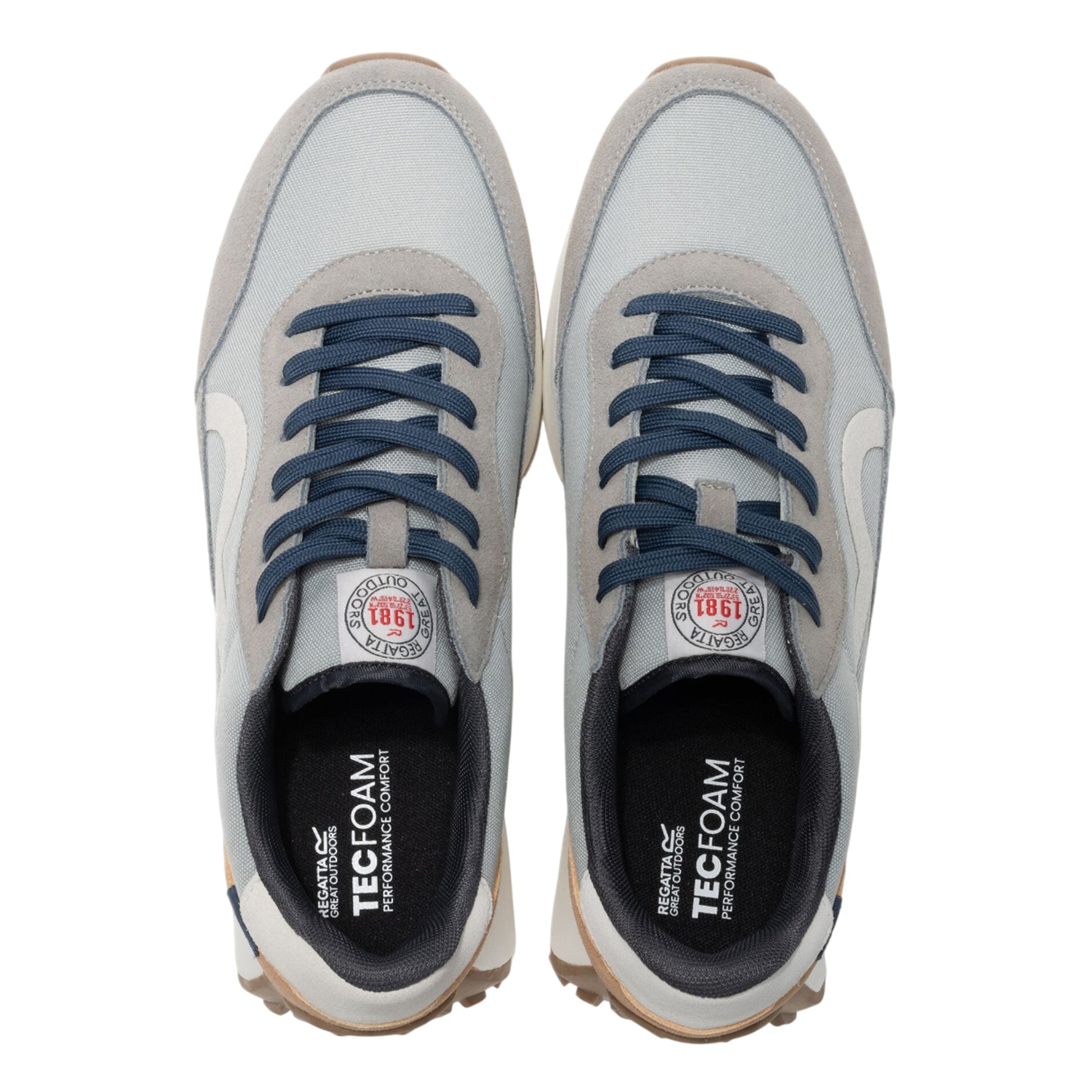 Grey-Tan-Denim - Pack Shot - Regatta Mens Marine Heritage II Suede Trainers