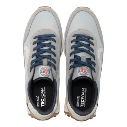 Grey-Tan-Denim - Pack Shot - Regatta Mens Marine Heritage II Suede Trainers