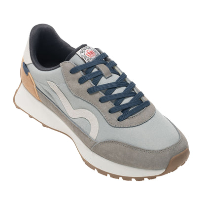 Grey-Tan-Denim - Front - Regatta Mens Marine Heritage II Suede Trainers