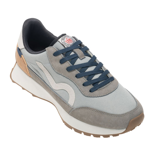 Grey-Tan-Denim - Front - Regatta Mens Marine Heritage II Suede Trainers