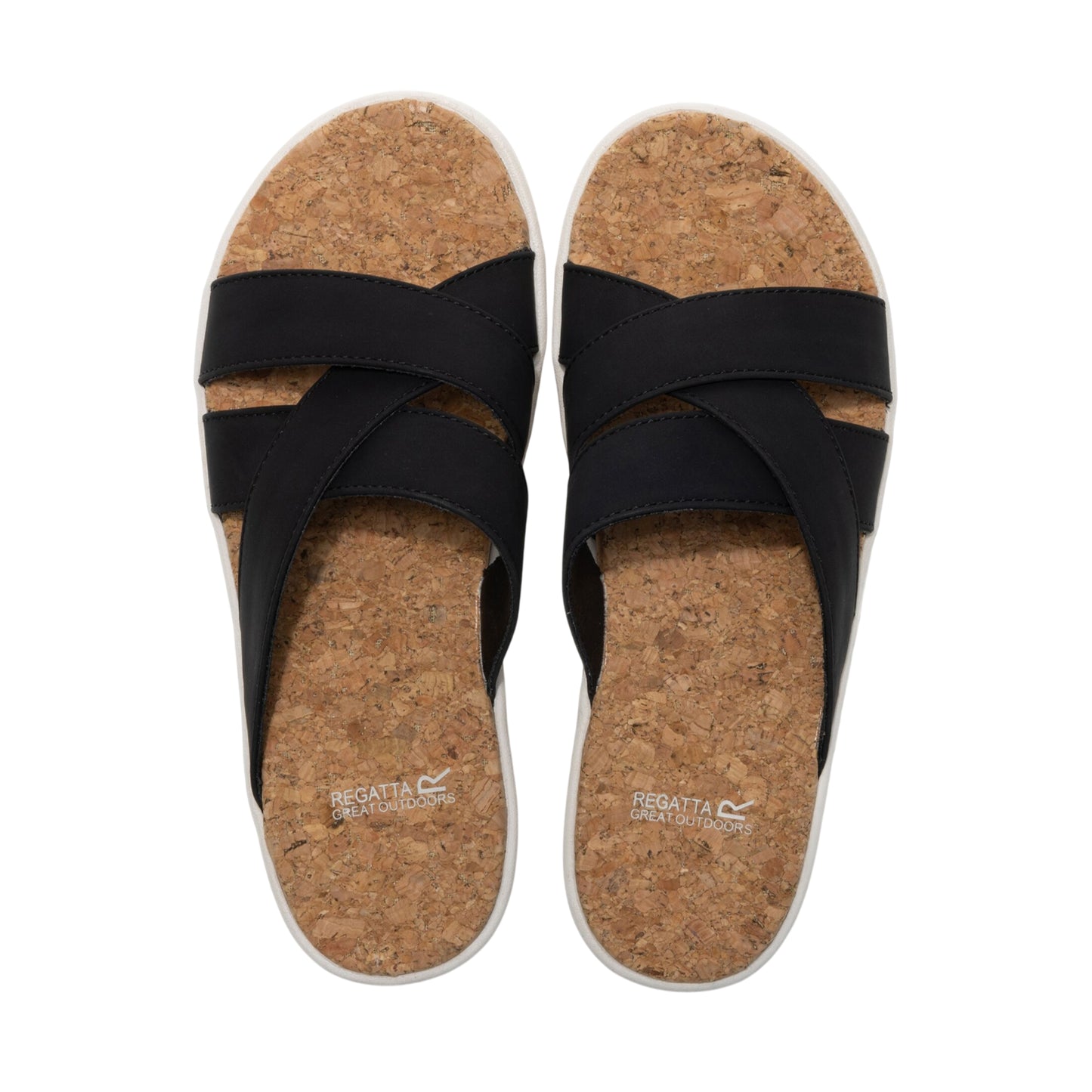 Black - Pack Shot - Regatta Womens-Ladies Cassie Leopard Pattern Sandals