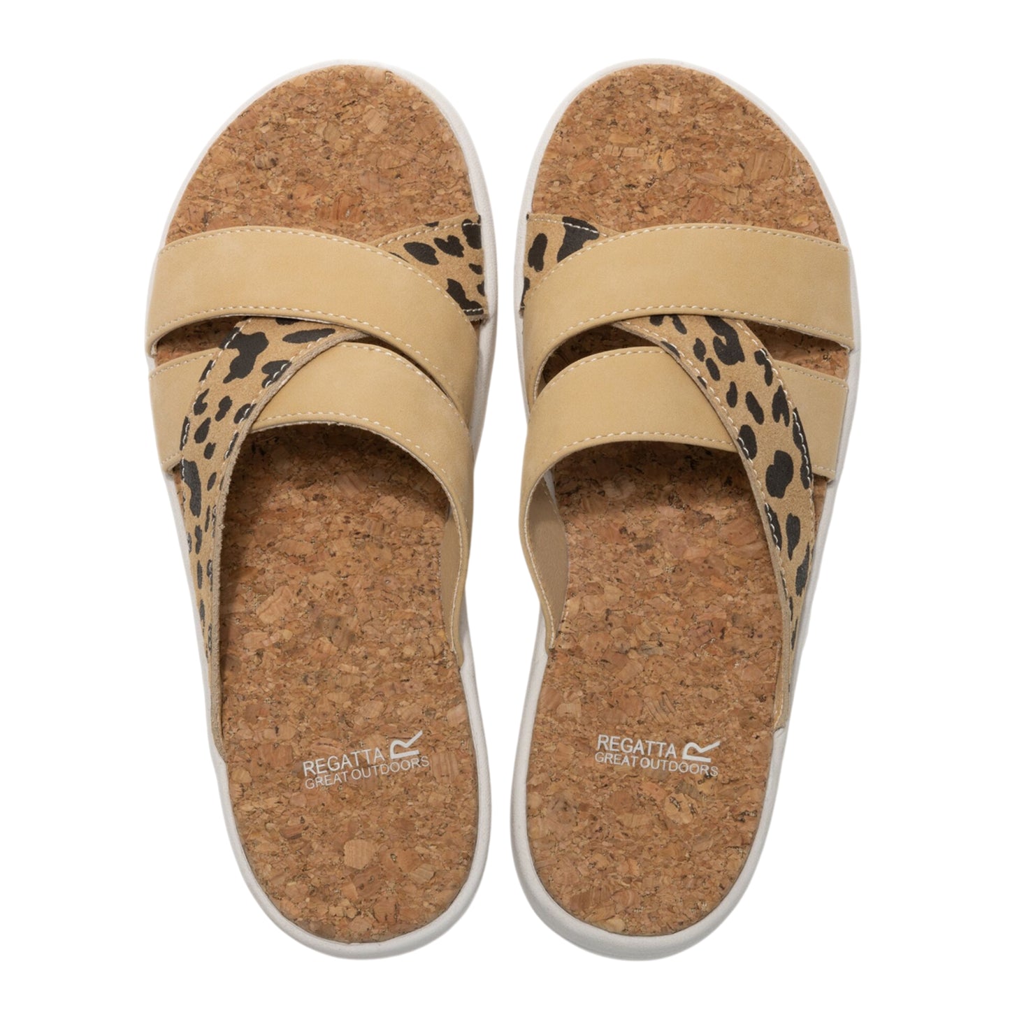 Tan - Pack Shot - Regatta Womens-Ladies Cassie Leopard Pattern Sandals