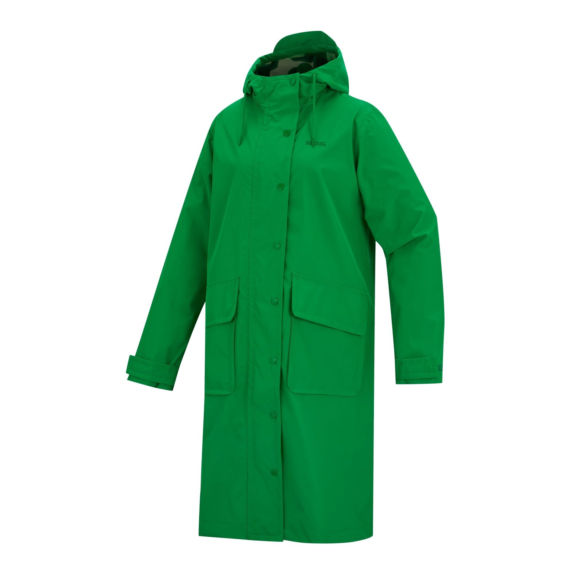 Highland Green - Side - Regatta Womens-Ladies Orla Kiely Giant Square Flower Long Length Waterproof Jacket