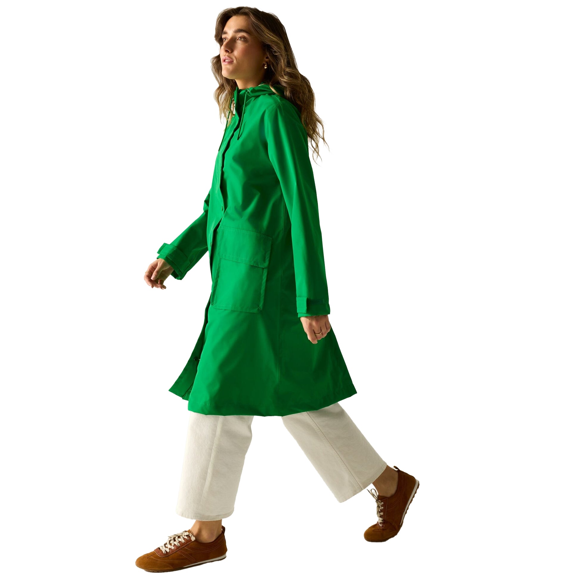 Highland Green - Lifestyle - Regatta Womens-Ladies Orla Kiely Giant Square Flower Long Length Waterproof Jacket