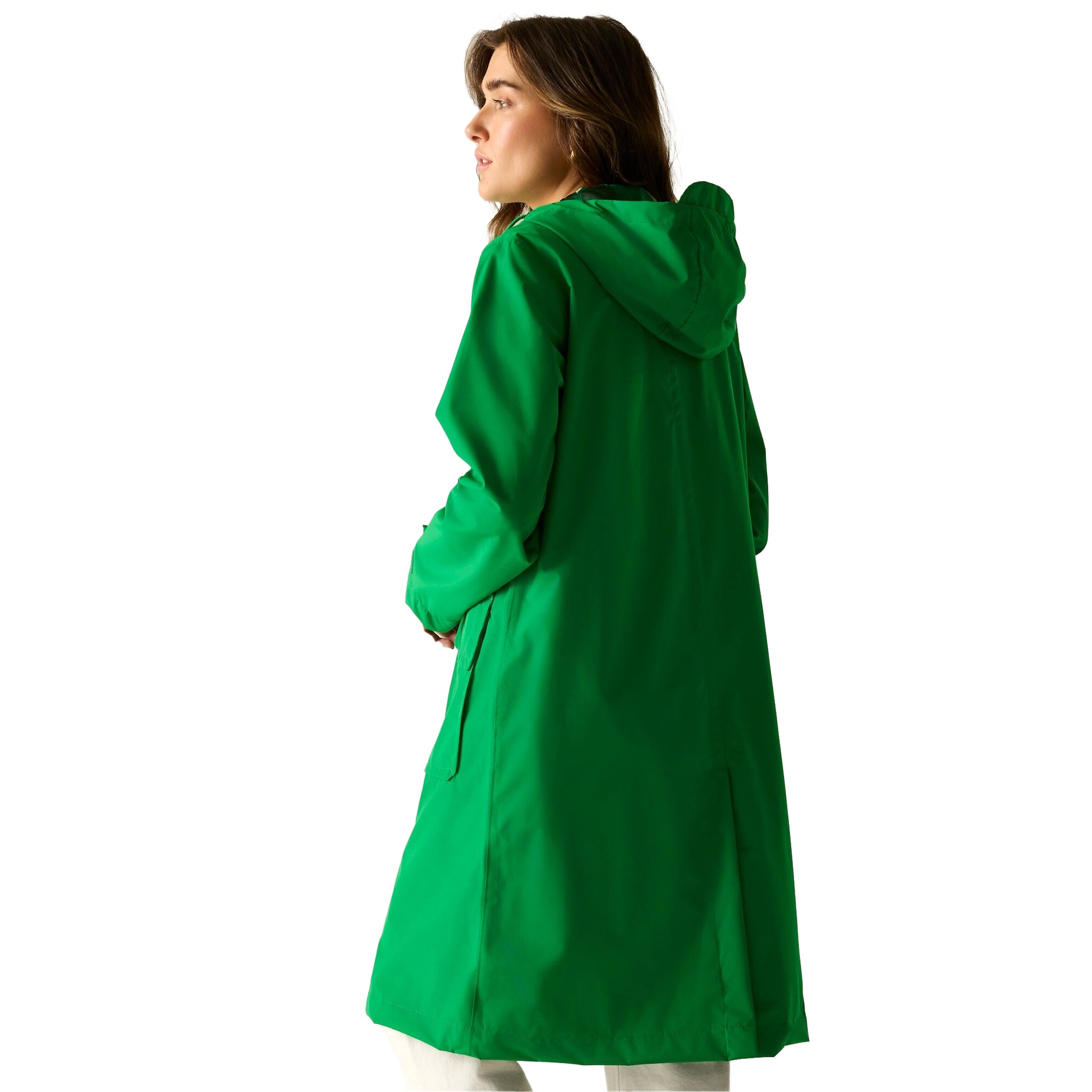 Highland Green - Pack Shot - Regatta Womens-Ladies Orla Kiely Giant Square Flower Long Length Waterproof Jacket