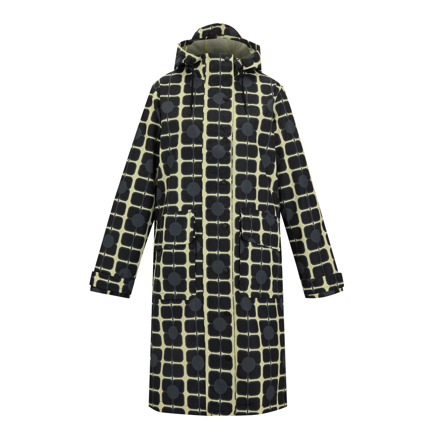 Monochrome - Front - Regatta Womens-Ladies Orla Kiely Poppy Long Length Waterproof Jacket