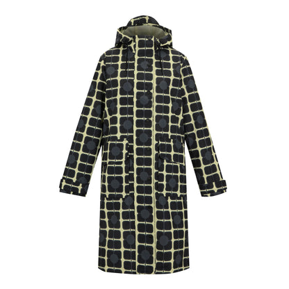 Monochrome - Front - Regatta Womens-Ladies Orla Kiely Poppy Long Length Waterproof Jacket