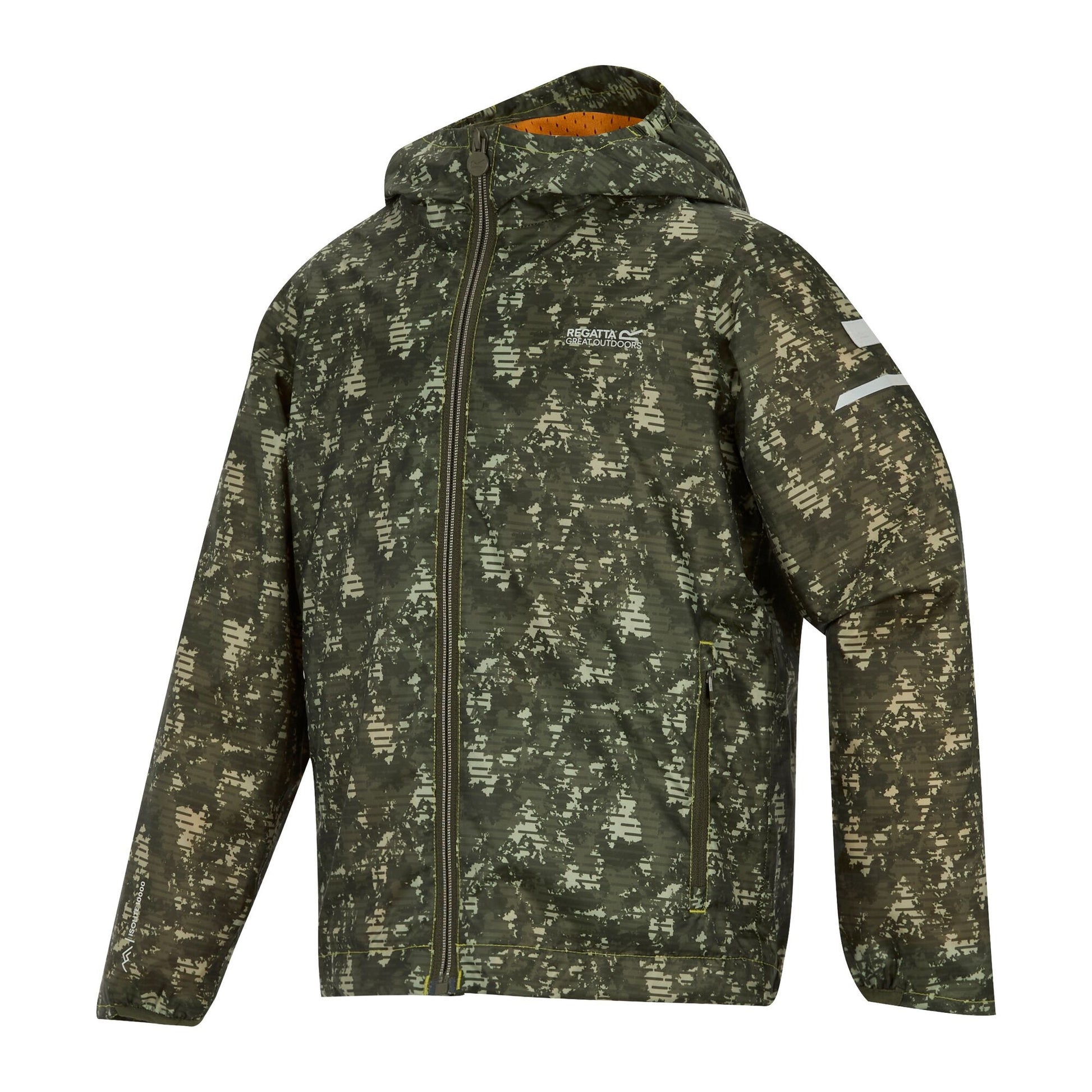 Light Sage - Side - Regatta Childrens-Kids Lever II Line Camo Waterproof Jacket