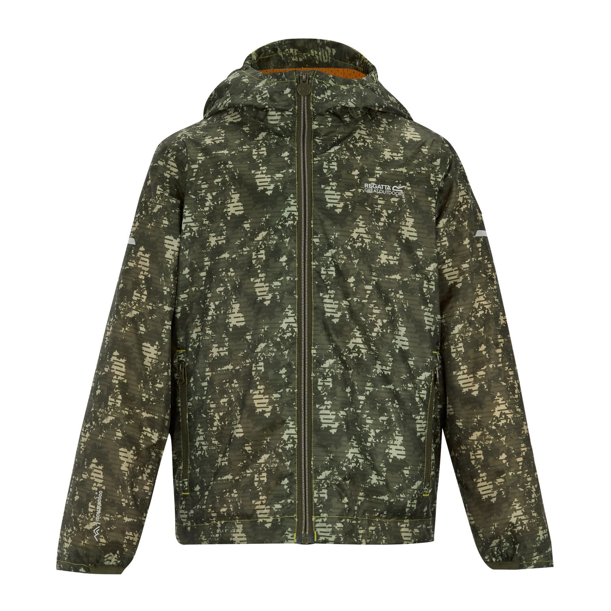 Light Sage - Front - Regatta Childrens-Kids Lever II Line Camo Waterproof Jacket