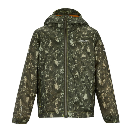 Light Sage - Front - Regatta Childrens-Kids Lever II Line Camo Waterproof Jacket