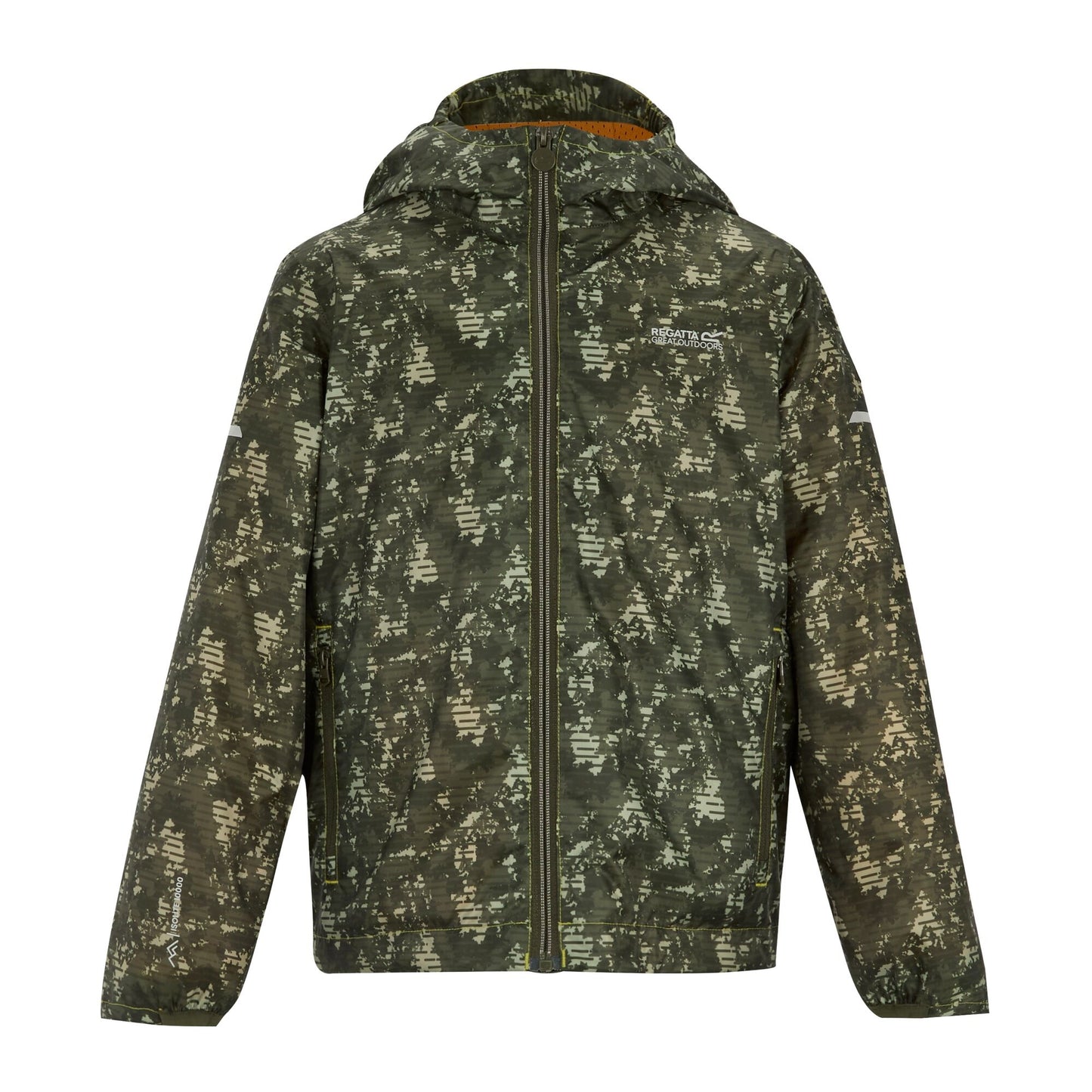 Light Sage - Front - Regatta Childrens-Kids Lever II Line Camo Waterproof Jacket