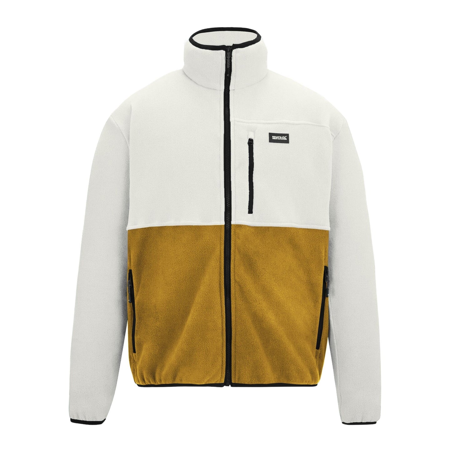 White Stone-Wood Brown - Front - Regatta Mens Frankie Colour Block Full Zip Fleece Jacket