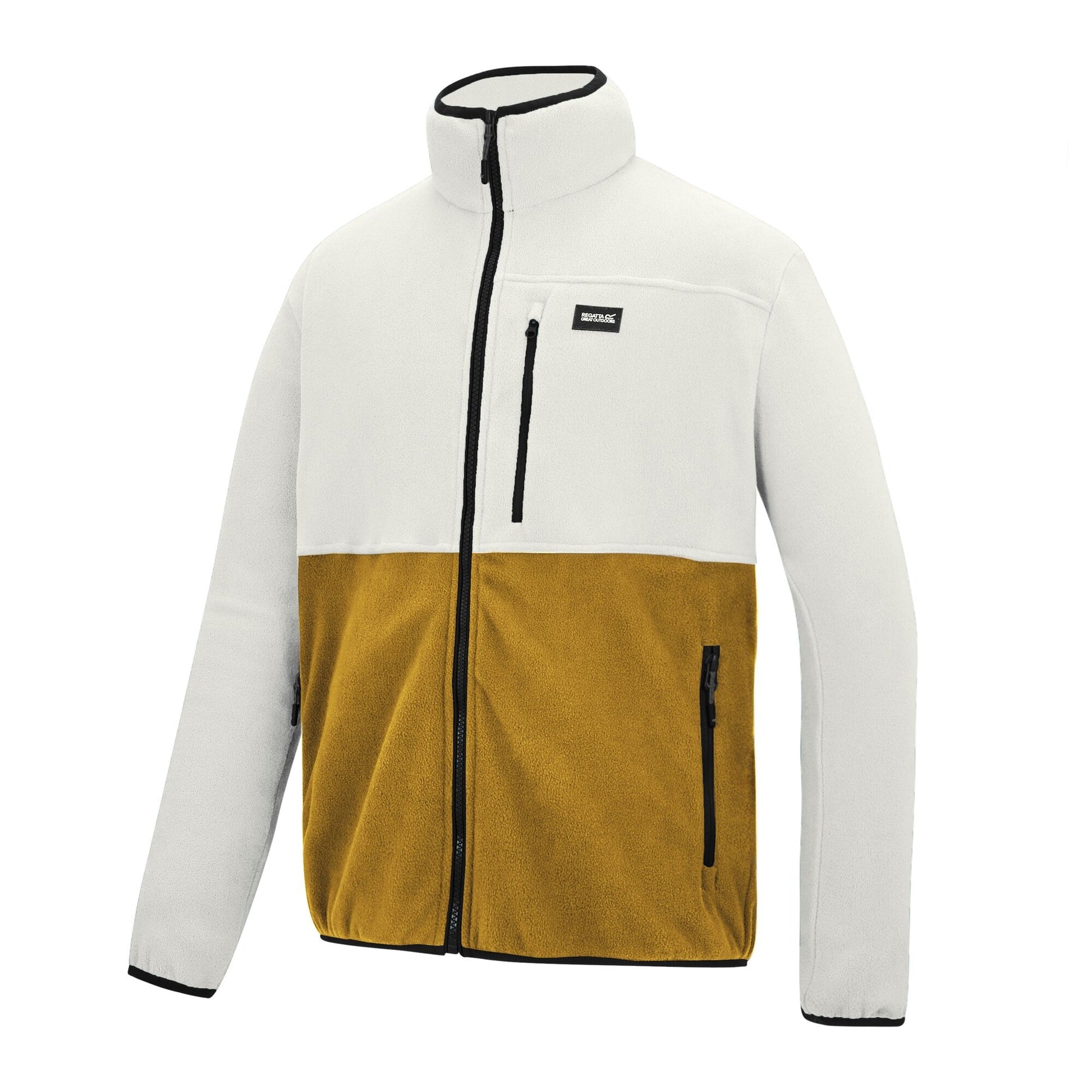 White Stone-Wood Brown - Side - Regatta Mens Frankie Colour Block Full Zip Fleece Jacket