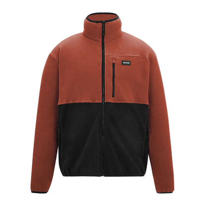 Brick Red-Black - Front - Regatta Mens Frankie Colour Block Full Zip Fleece Jacket