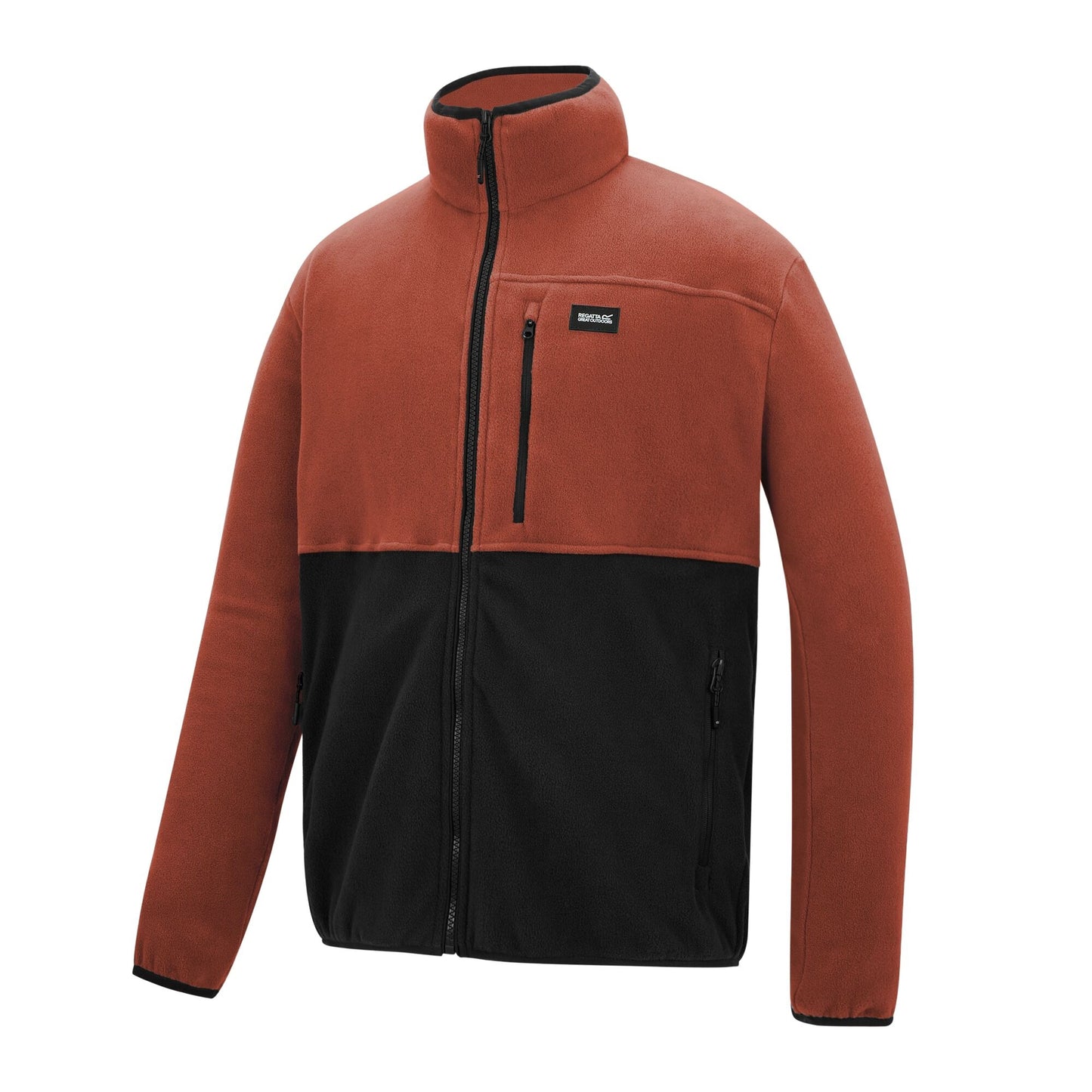 Brick Red-Black - Side - Regatta Mens Frankie Colour Block Full Zip Fleece Jacket