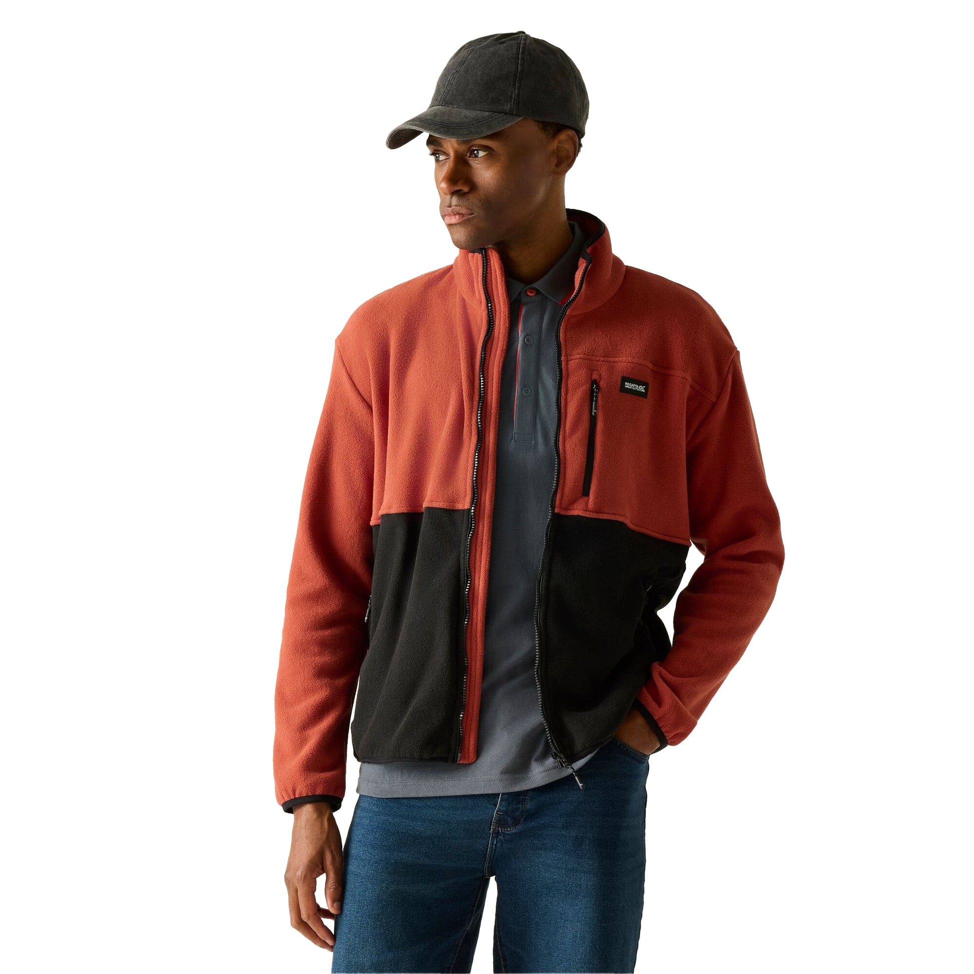Brick Red-Black - Lifestyle - Regatta Mens Frankie Colour Block Full Zip Fleece Jacket