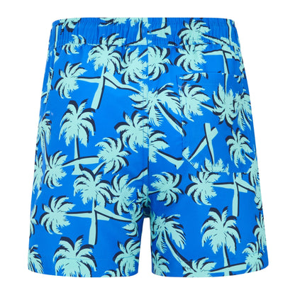 Sonic Blue-Ice Green - Back - Regatta Childrens-Kids Skander Palm Tree Swim Shorts