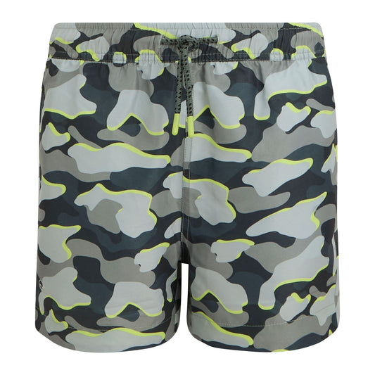 Dark Storm - Front - Regatta Childrens-Kids Skander Camo Swim Shorts