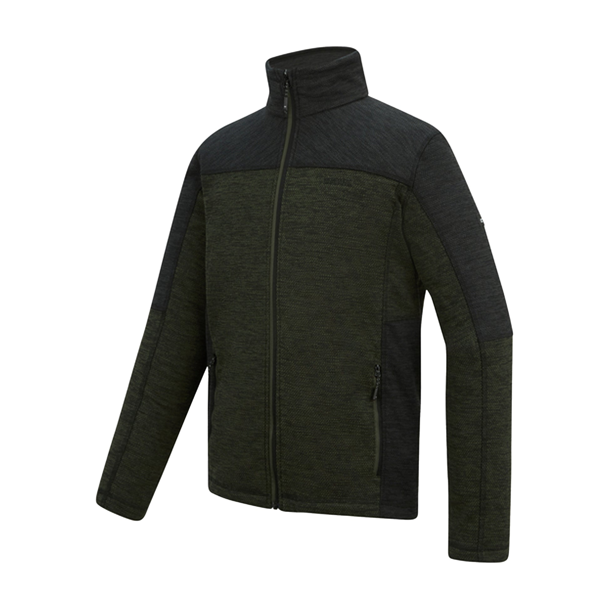 Dark Khaki-Black - Side - Regatta Mens Highton Fleece Full Zip Midlayer