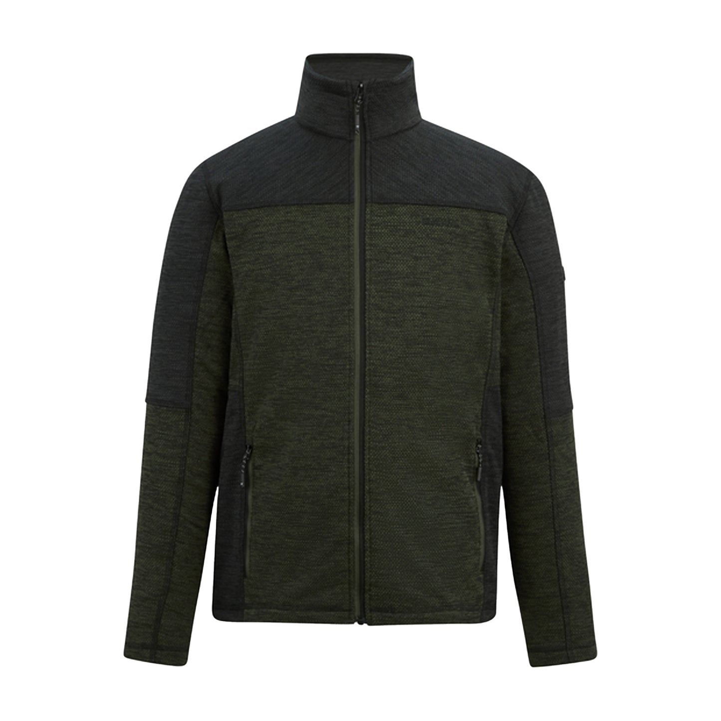 Dark Khaki-Black - Front - Regatta Mens Highton Fleece Full Zip Midlayer