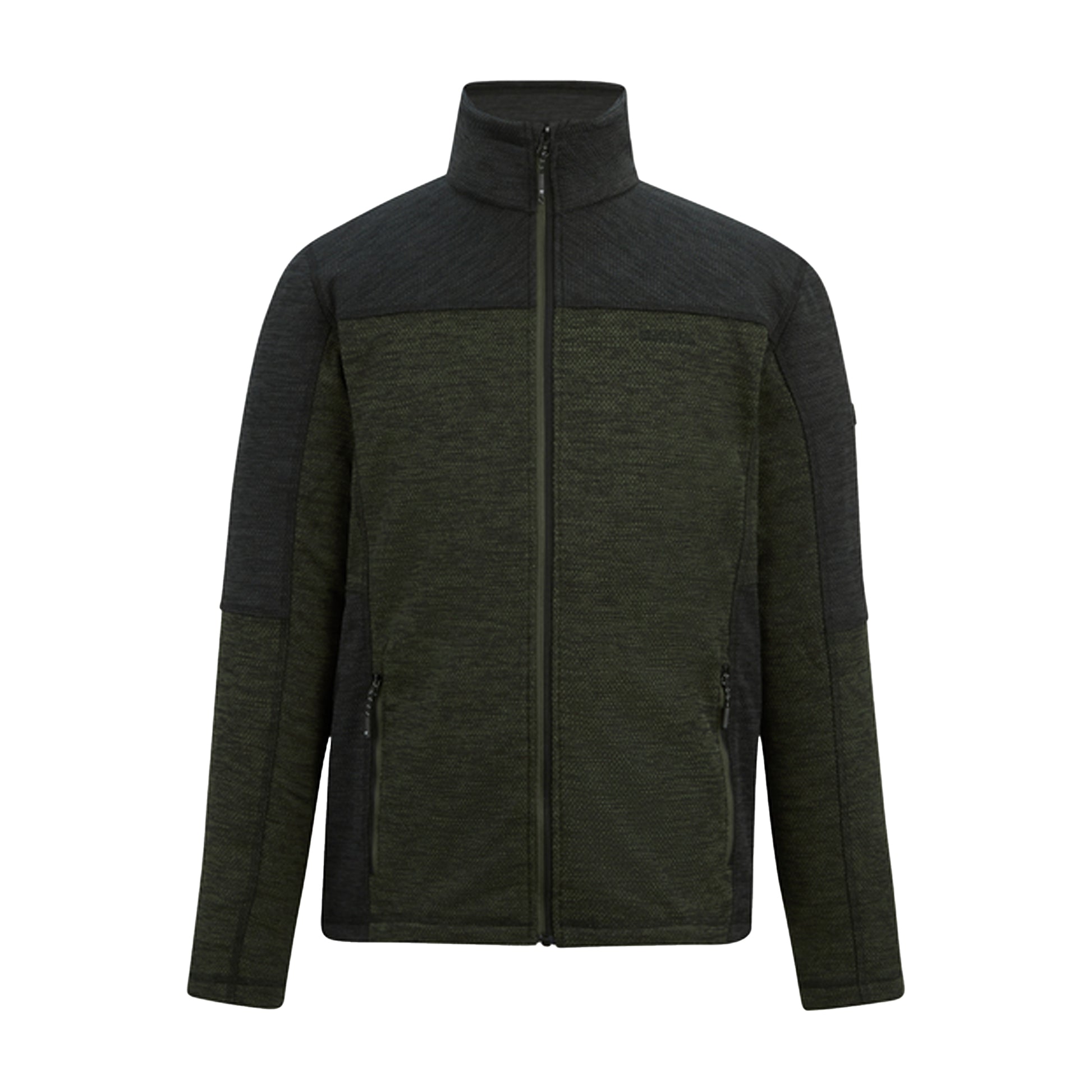Dark Khaki-Black - Front - Regatta Mens Highton Fleece Full Zip Midlayer